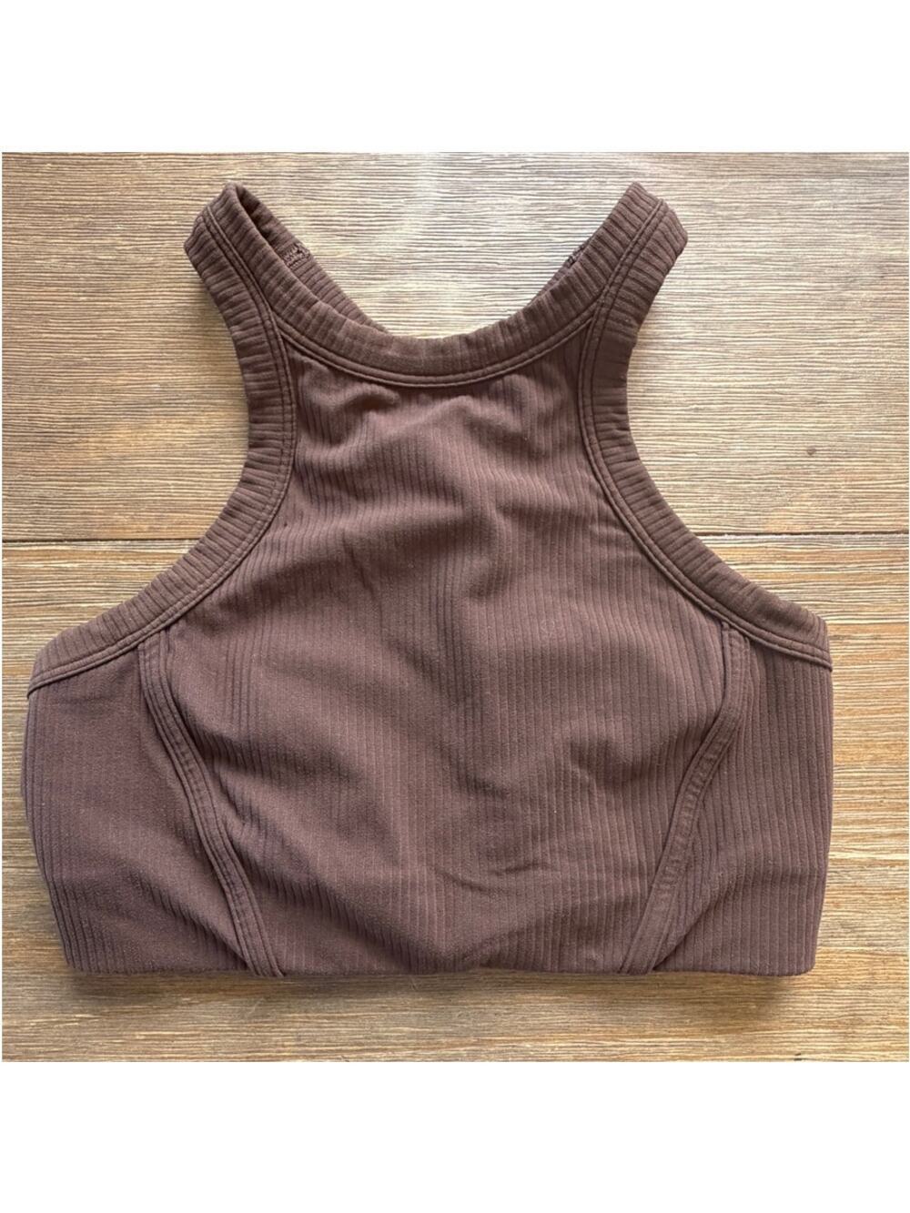 Lululemon Ribbed High Neck Racerback Sports Bra Brown Women's size 4